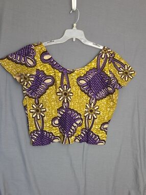 Handmade African Ankara Print Scoop Neck Crop Top